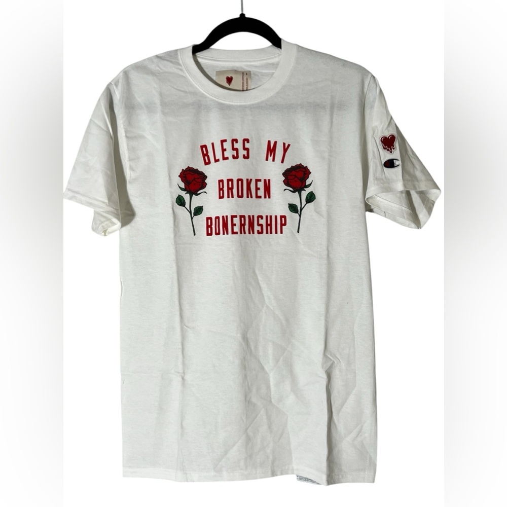 Champion emotionally unavailable short sleeve shirt top cotton white size small‎
